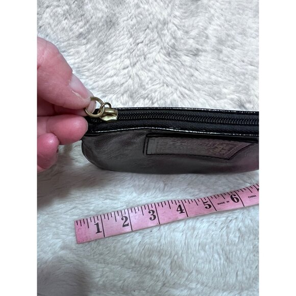 Coach Leather Wristlet Black With Gold Logo Plate - Picture 5 of 7